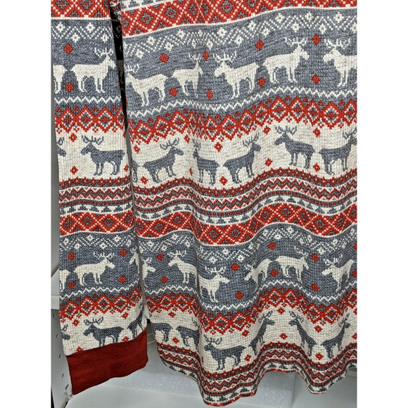 Womens Pajamas Size LARGE Pants And Top Moose Red White Gray Grey Cotton Elastic - Picture 8 of 10